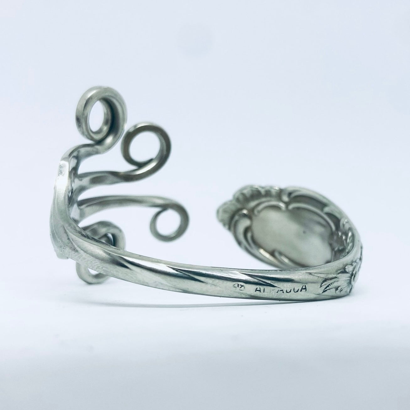 Bracciale Artigianale Mod. FORCHETTA Realizzato con Antica posata in ALPACCA (Prima Metà del ’900)