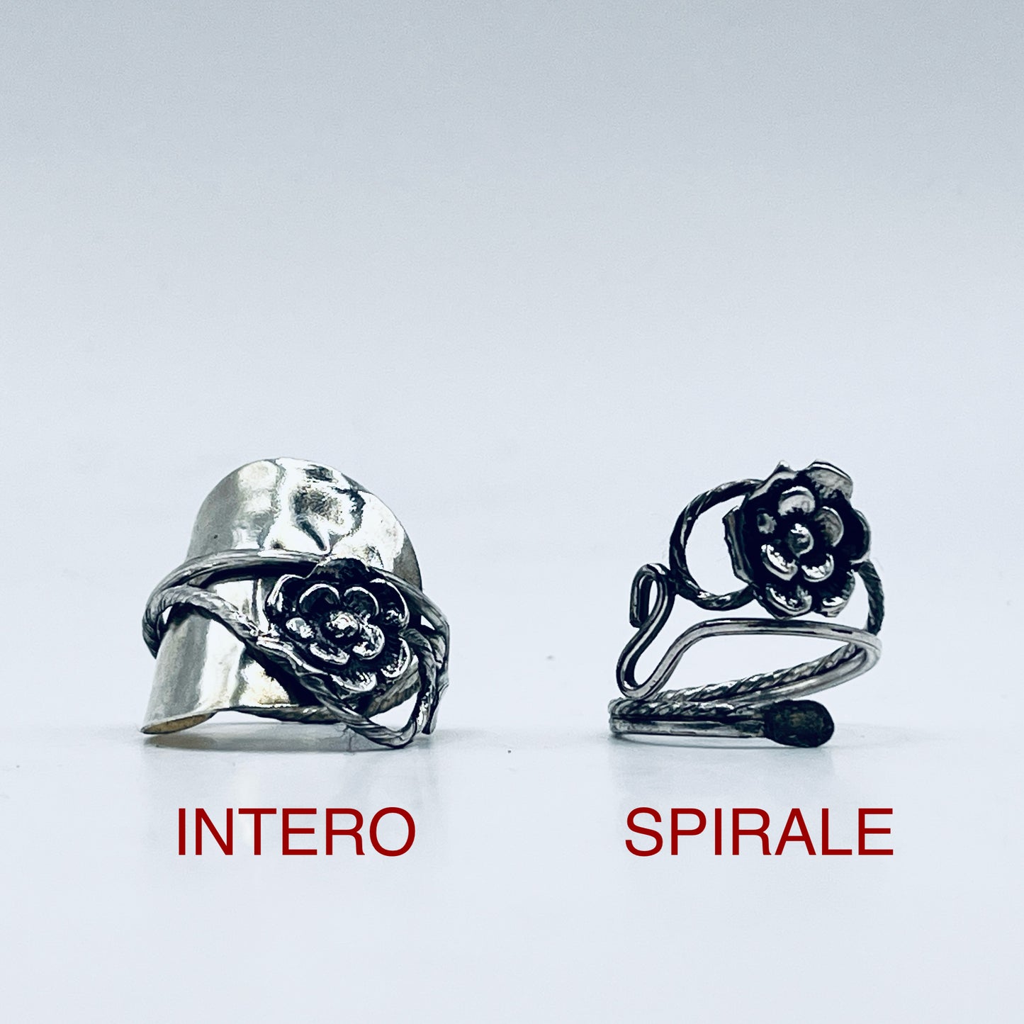 Anello Artigianale ART NOUVEAU Mod. INTERO/SPIRALE Realizzato con Antica posata in Argento (Prima Metà del ’900)