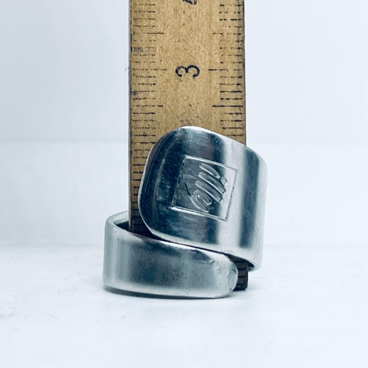 Anello Artigianale ILLY Mod. SPIRALE Realizzato con intero Cucchiaino in Acciaio Inox 18/10