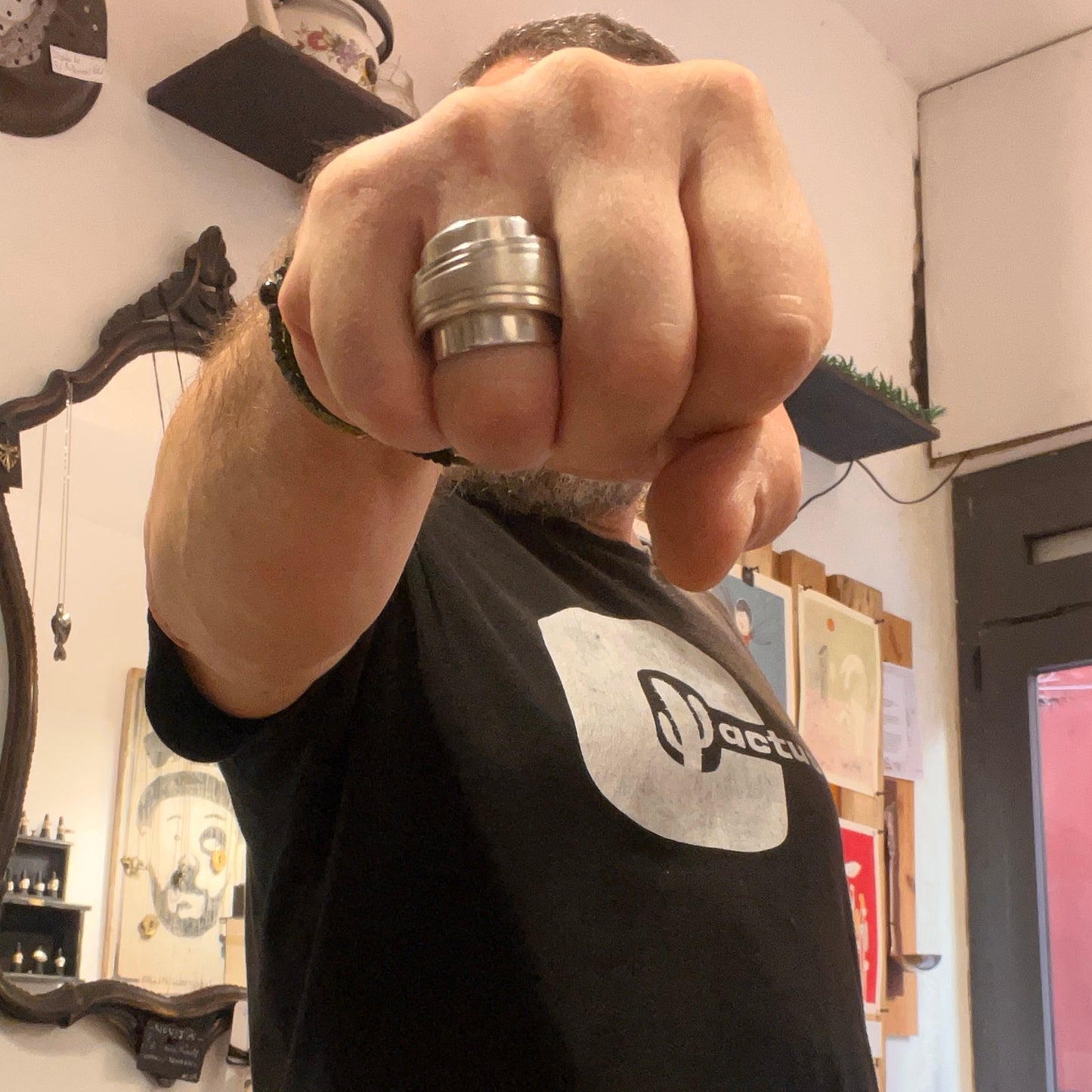 Anello Artigianale Mod. SPALMABURRO Realizzato con intero Antico Cucchiaino in Argento (Prima Metà del ’900)