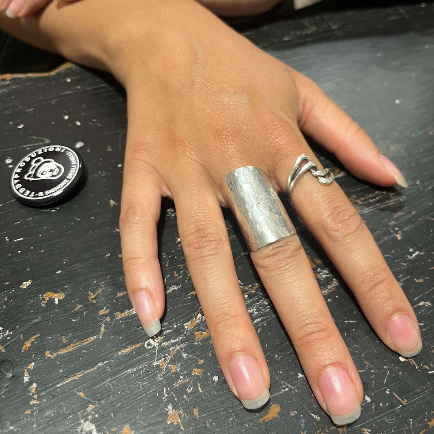 Anello Artigianale FASCIONA MARTELLATA Mod. CLASSICO Realizzato con Antica posata in Argento (Prima Metà del ’900)
