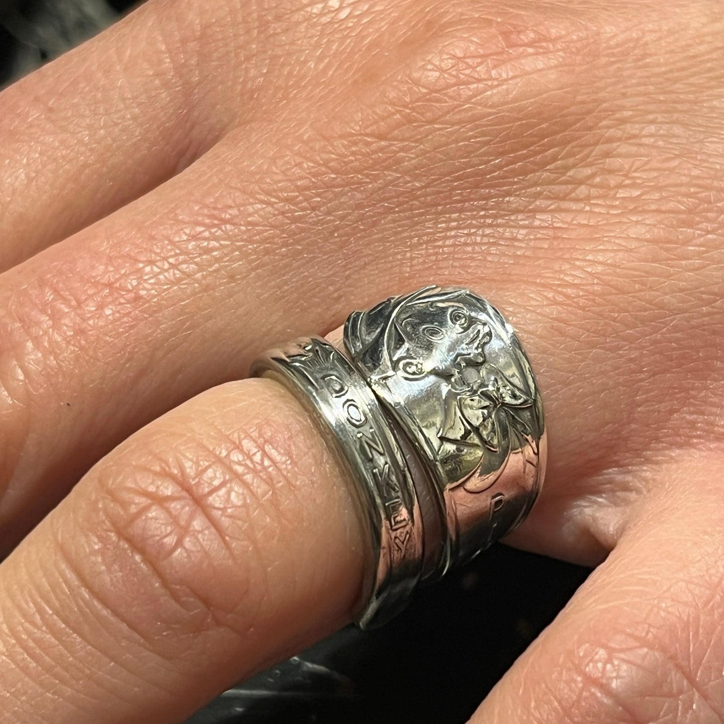 Anello Artigianale PINOCCHIO Mod. SPIRALE Realizzato con Antica posata in Argento (Prima Metà del ’900)