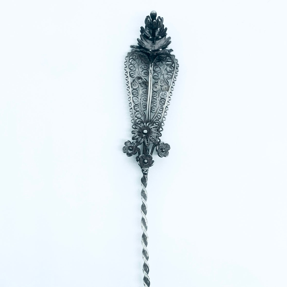 Pendente Artigianale FILIGRANA Mod. MANICO Realizzato con Antica Posata in Argento (Prima Metà del ’900)