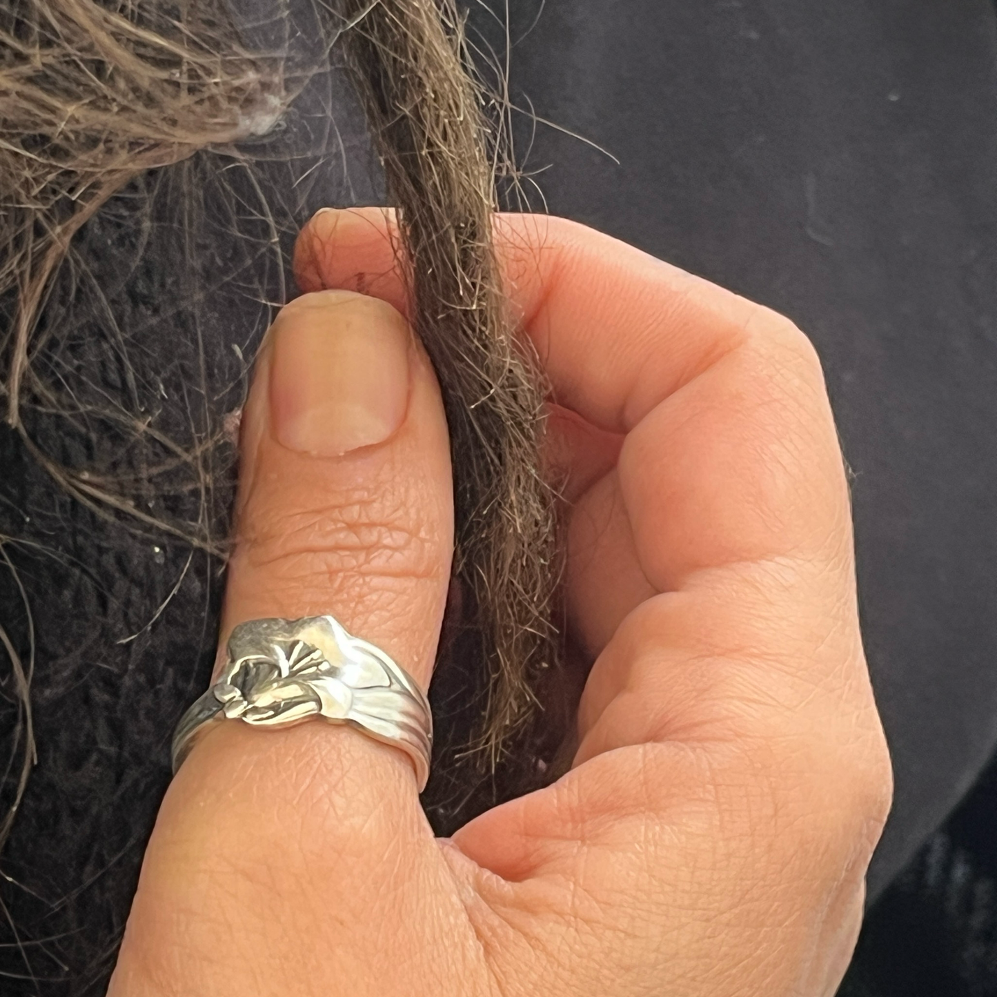 Anello Artigianale CAMPANULA Mod. CLASSICO Realizzato con Antica posata in Argento (Prima Metà del ’900)