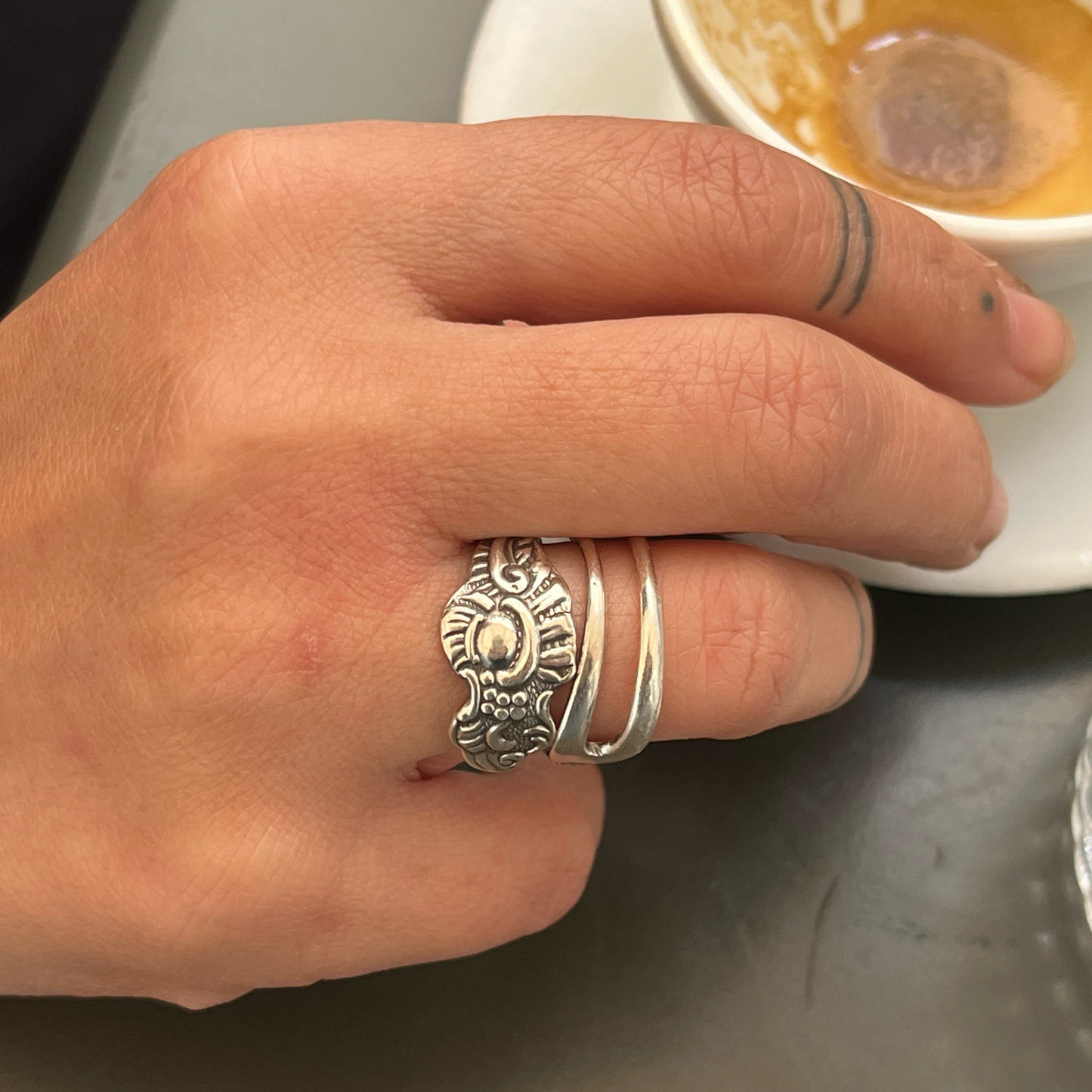 Anello Artigianale Mod. FORCHETTINA Realizzato con intera antica forchettina in Argento (Prima Metà del ’900)