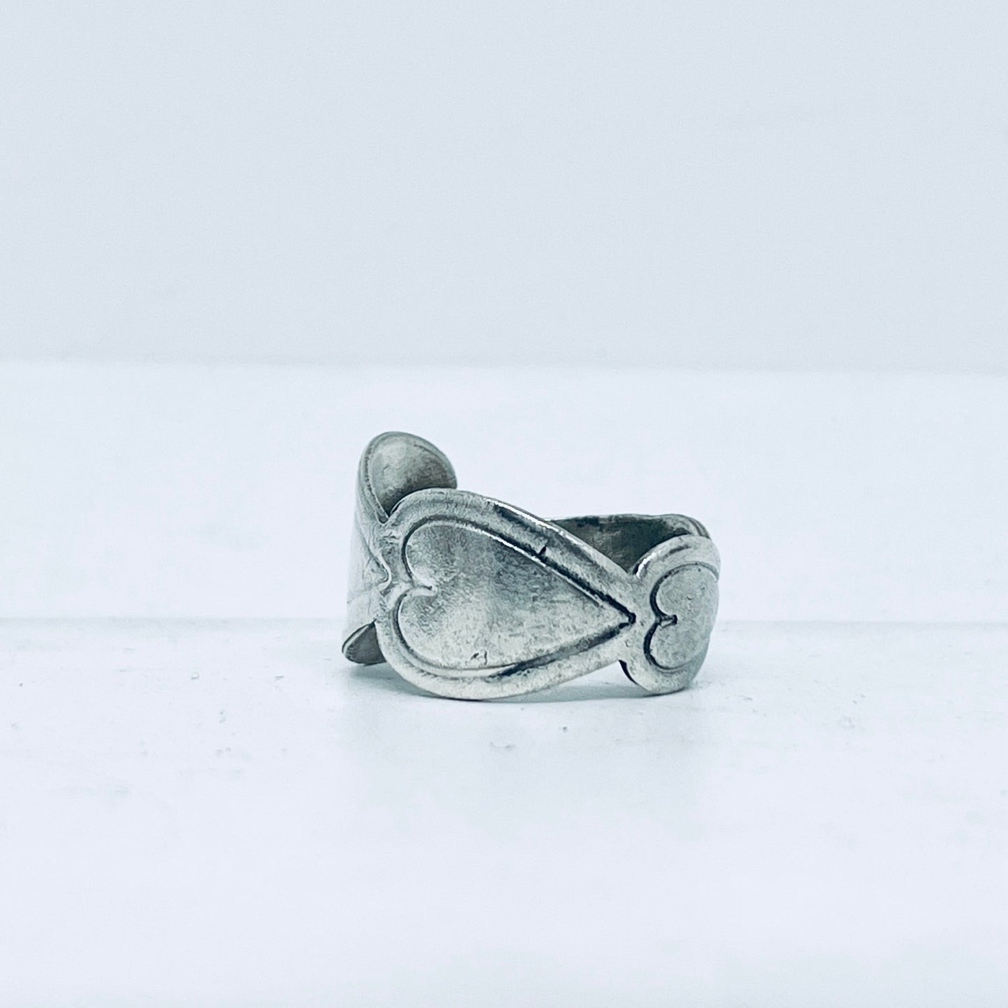 Anello Artigianale 4CUORI Mod. CLASSICO Realizzato con Antica posata in Argento (Prima Metà del ’900)