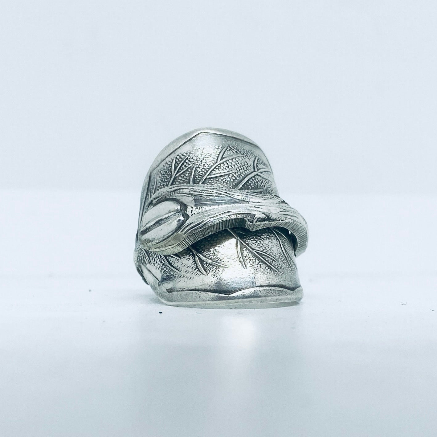 Anello Artigianale CHICCO CAFFÈ Mod. INTERO Realizzato con intero Antico Cucchiaino in Argento (Prima Metà del ’900)