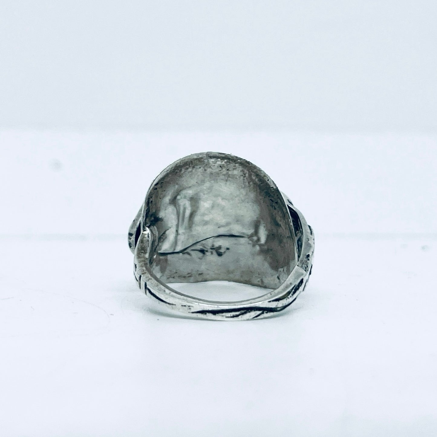 Anello Artigianale ROSA Mod. INTERO Realizzato con intero Antico Cucchiaino in Argento (Prima Metà del ’900)