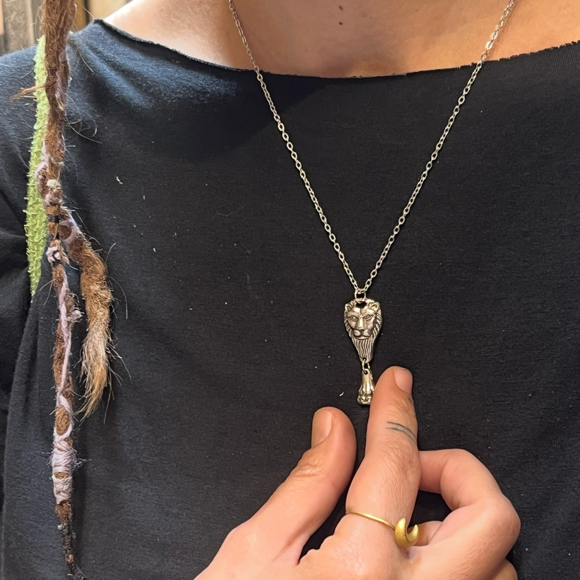 Pendente Artigianale Mod. LEONE SAN MARCO Realizzato con Antica Posata in Argento (Prima Metà del ’900)