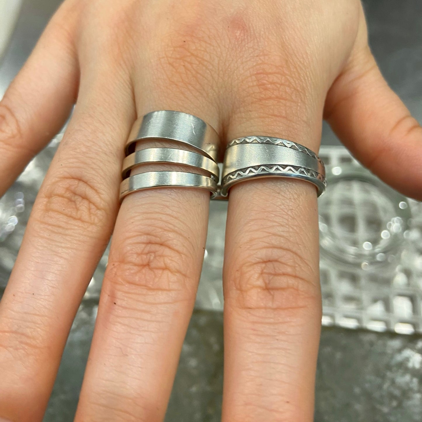 Anello Artigianale FORCHETTINA Mod. DOPPIO TIRAPUGNI Realizzato con Antica posata in Argento (Prima Metà del ’900)