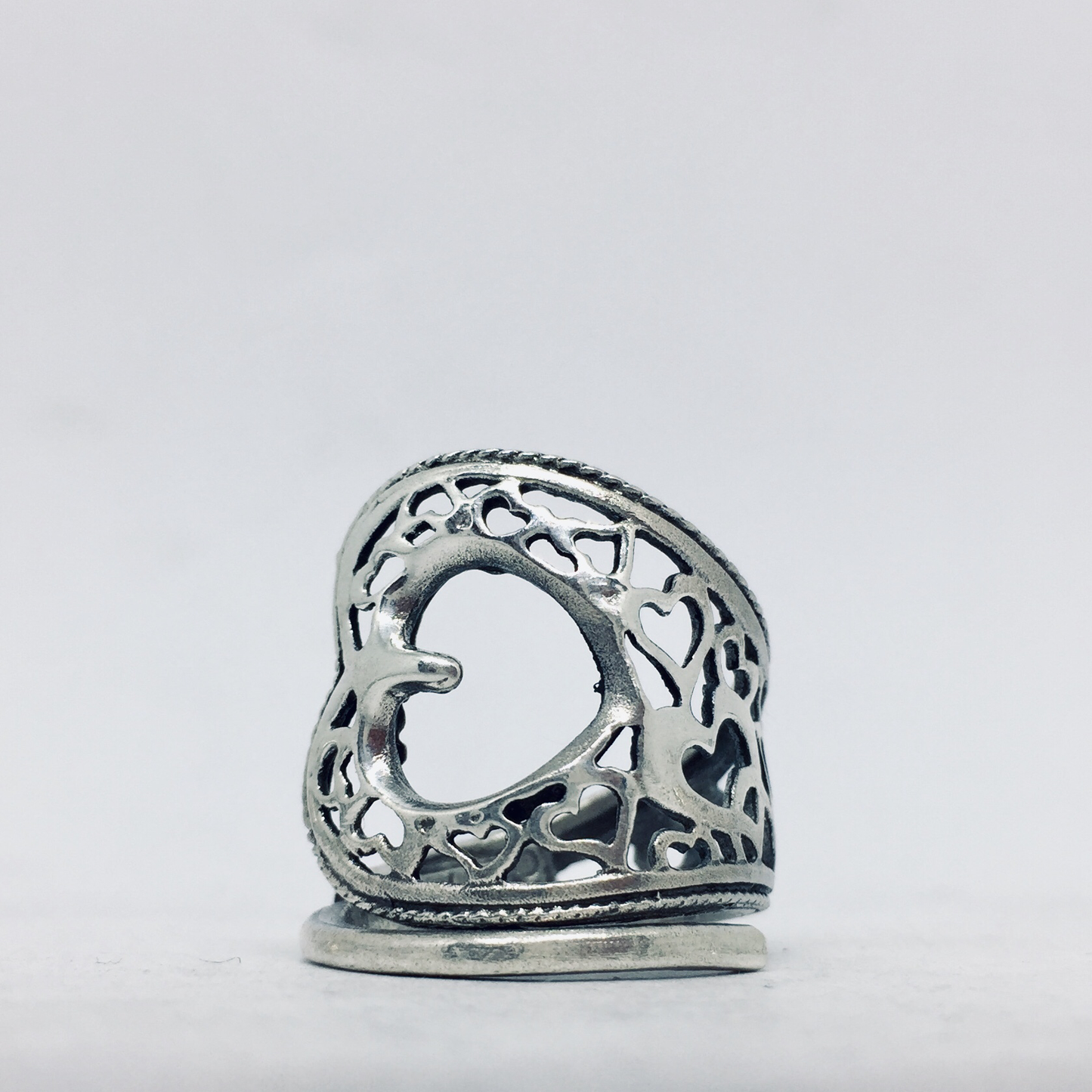 Anello Artigianale CUORI TRAFORATI Mod. CLASSICO/SPIRALE Realizzato con Antica posata in Argento (Prima Metà del ’900)