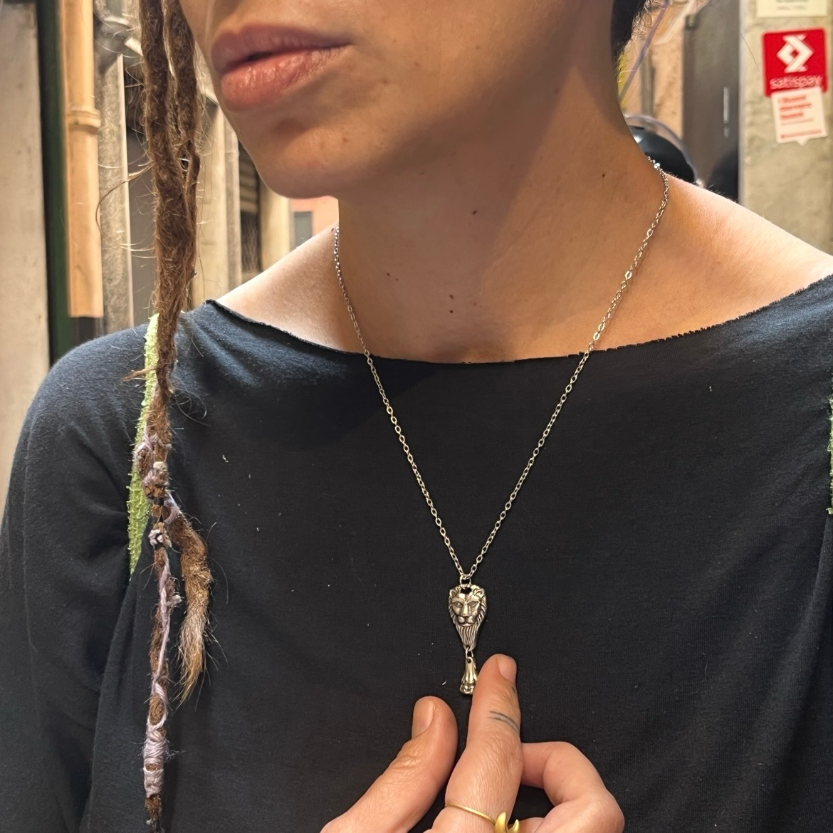 Pendente Artigianale Mod. LEONE SAN MARCO Realizzato con Antica Posata in Argento (Prima Metà del ’900)