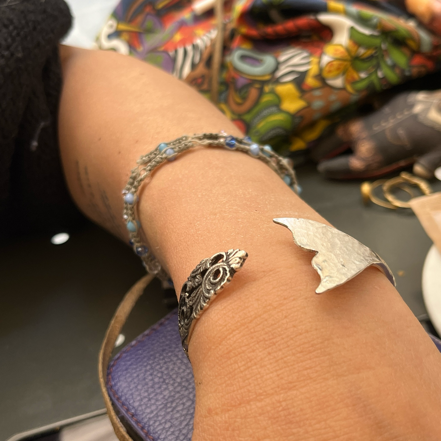 Bracciale Artigianale CODA Mod. TRAFORATO Realizzato con Antica posata in Argento (Prima Metà del ’900)