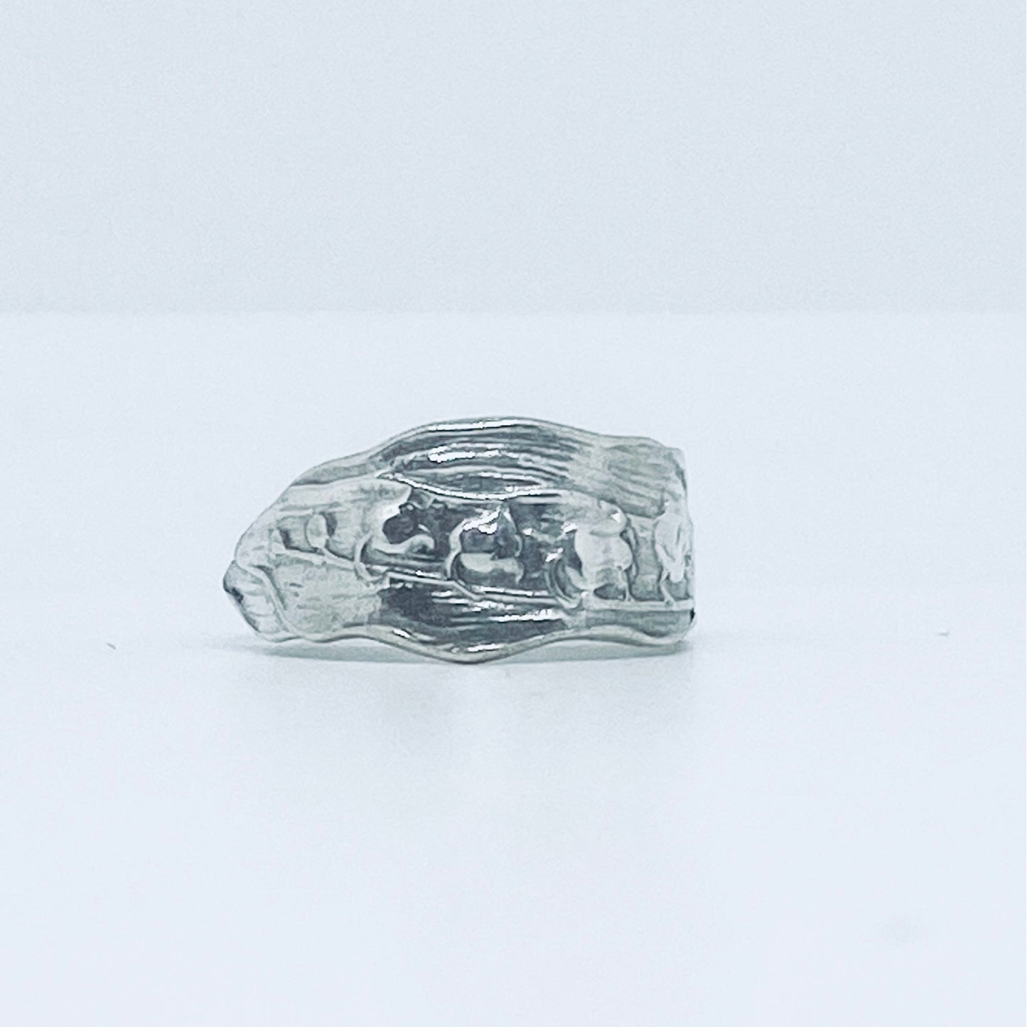 Anello Artigianale MUGHETTO Mod. CLASSICO/SPIRALE Realizzato con Antica posata in Argento (Prima Metà del ’900)