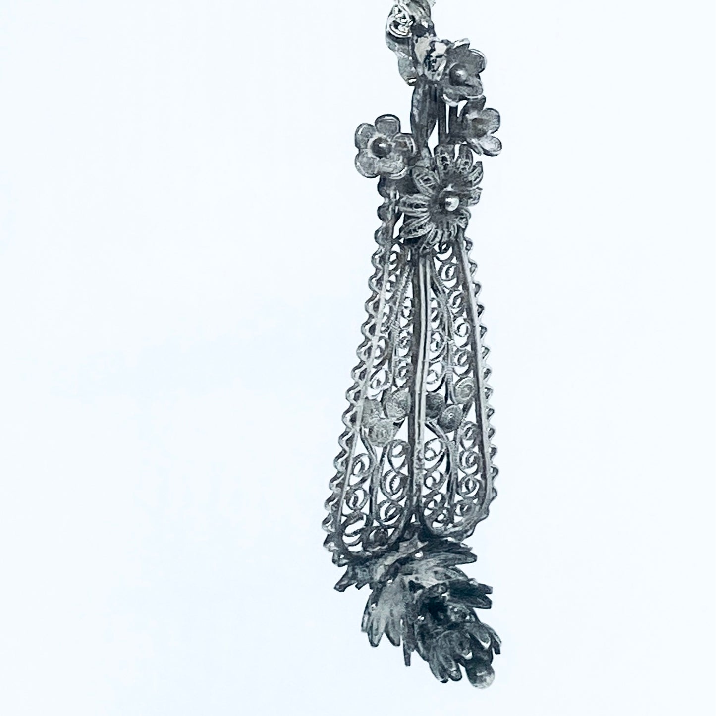 Pendente Artigianale FILIGRANA Mod. MANICO Realizzato con Antica Posata in Argento (Prima Metà del ’900)