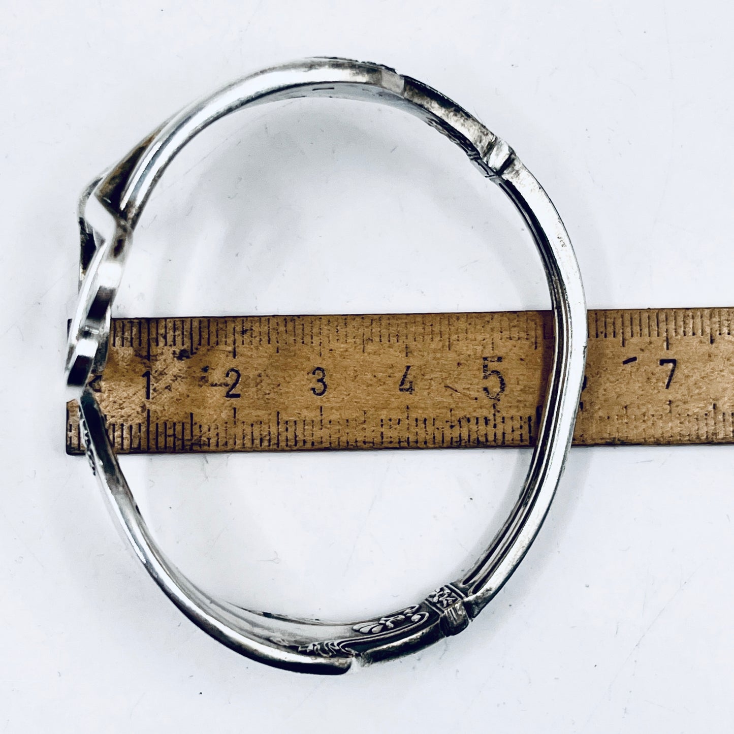 Bracciale Artigianale Mod. FORCHETTA CUORE DOPPIO Realizzato con Antica posata in lega d’argento (Prima Metà del ’900)