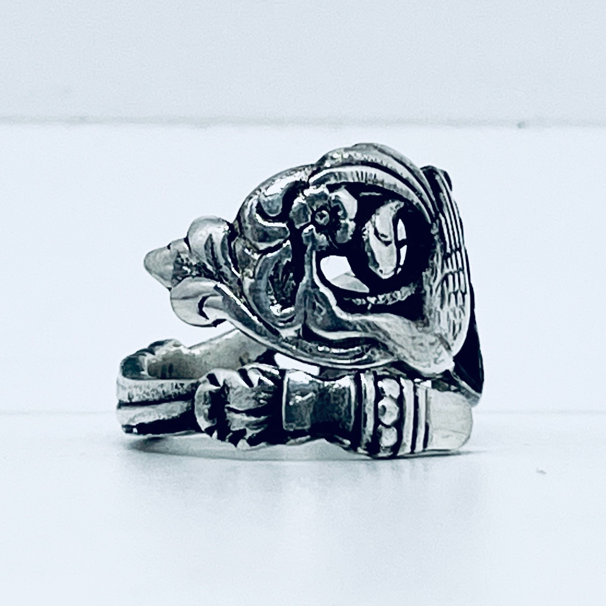 Anello Artigianale UCCELLO DEL PARADISO Mod. SPIRALE Realizzato con Antica posata in Argento (Prima Metà del ’900)