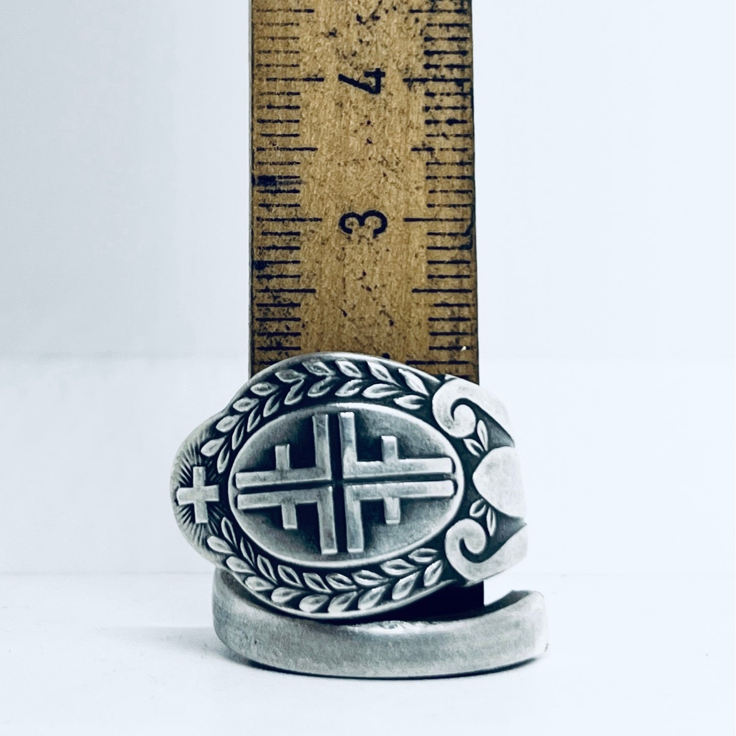 Anello Artigianale CROCE GINNASTI 4F Mod. SPIRALE Realizzato con Antica posata in Argento (Prima Metà del ’900)