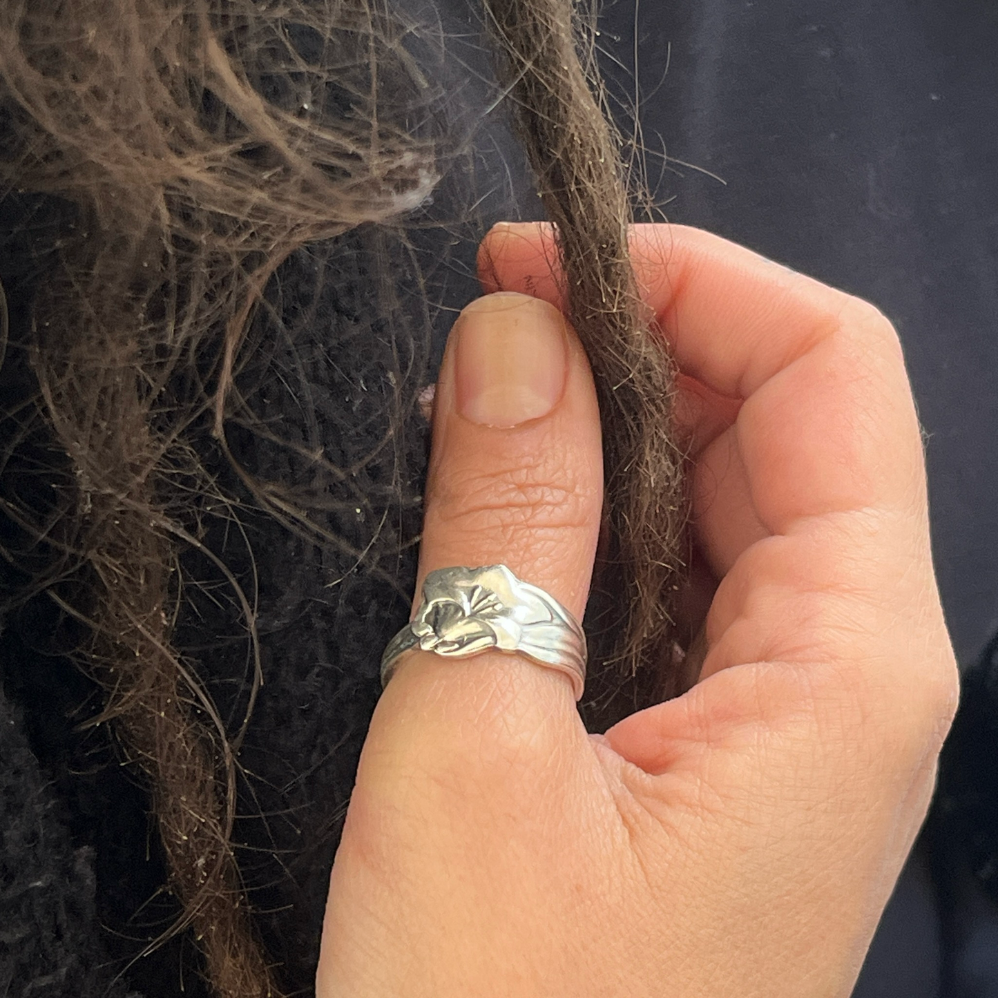 Anello Artigianale CAMPANULA Mod. CLASSICO Realizzato con Antica posata in Argento (Prima Metà del ’900)