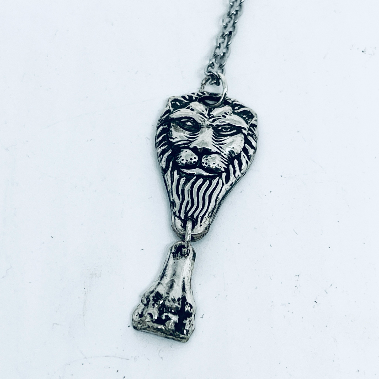 Pendente Artigianale Mod. LEONE SAN MARCO Realizzato con Antica Posata in Argento (Prima Metà del ’900)