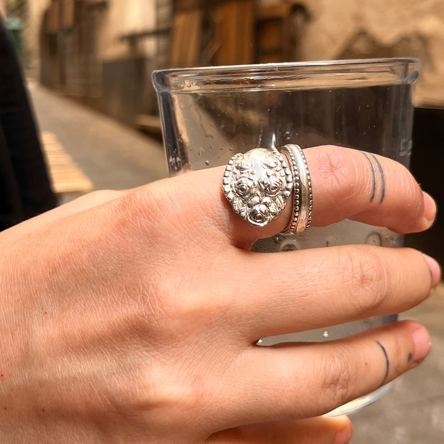 Anello Artigianale ROSE Mod. SPIRALE Realizzato con Antica posata in Argento (Prima Metà del ’900)