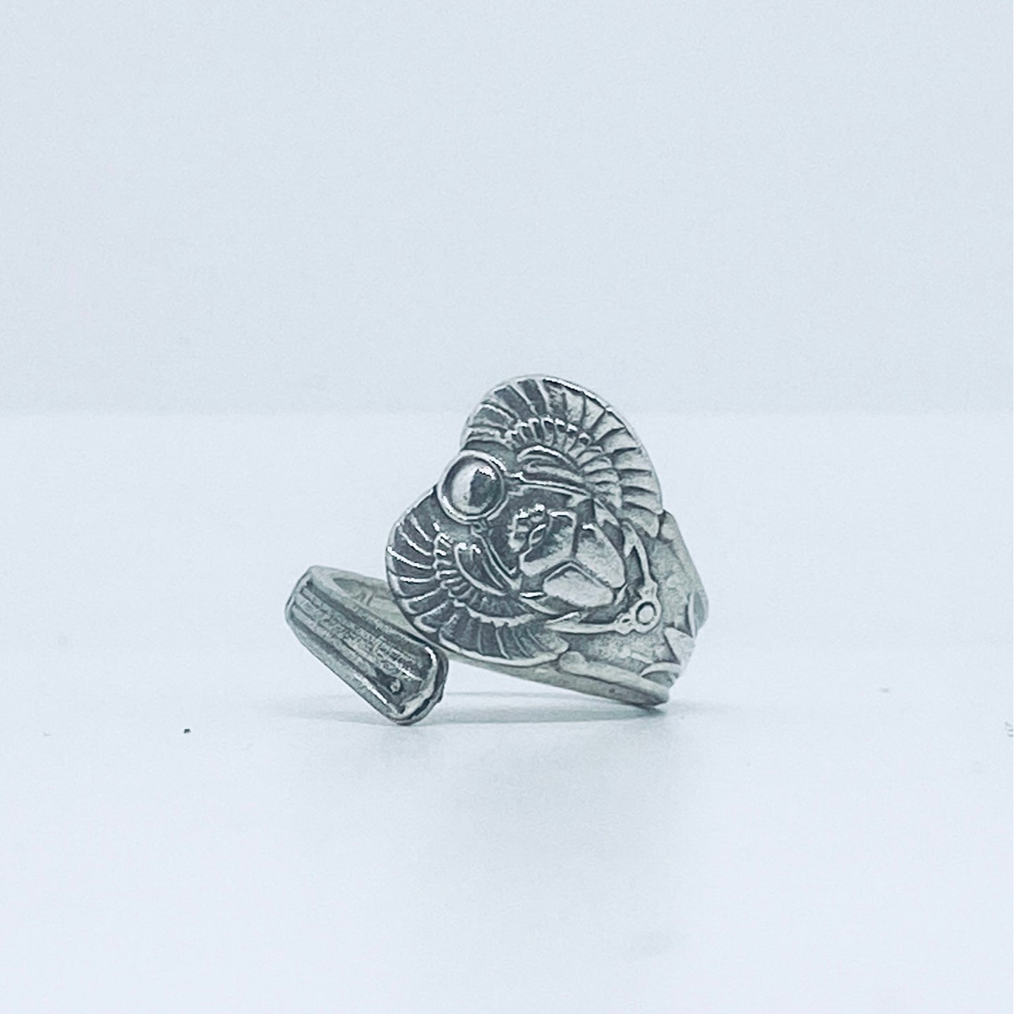 Anello Artigianale SCARABEO Mod. CLASSICO/SPIRALE Realizzato con Antica posata in Argento (Prima Metà del ’900)