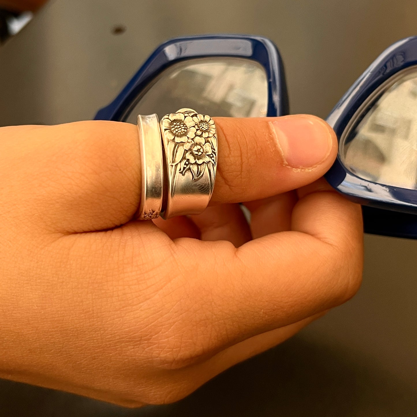 Anello Artigianale GIRASOLI Mod. CLASSICO/SPIRALE Realizzato con Antica posata in Argento (Prima Metà del ’900)