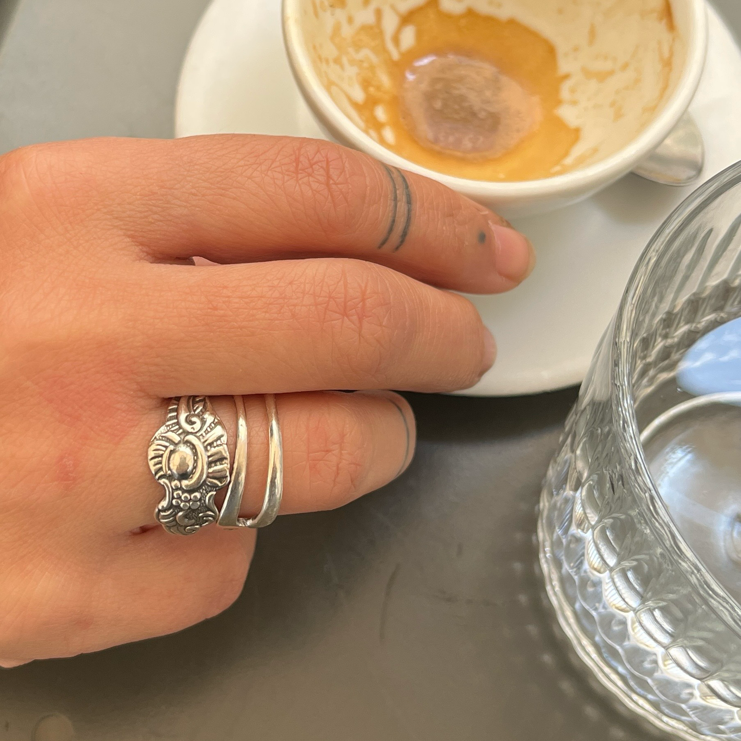 Anello Artigianale Mod. FORCHETTINA Realizzato con intera antica forchettina in Argento (Prima Metà del ’900)