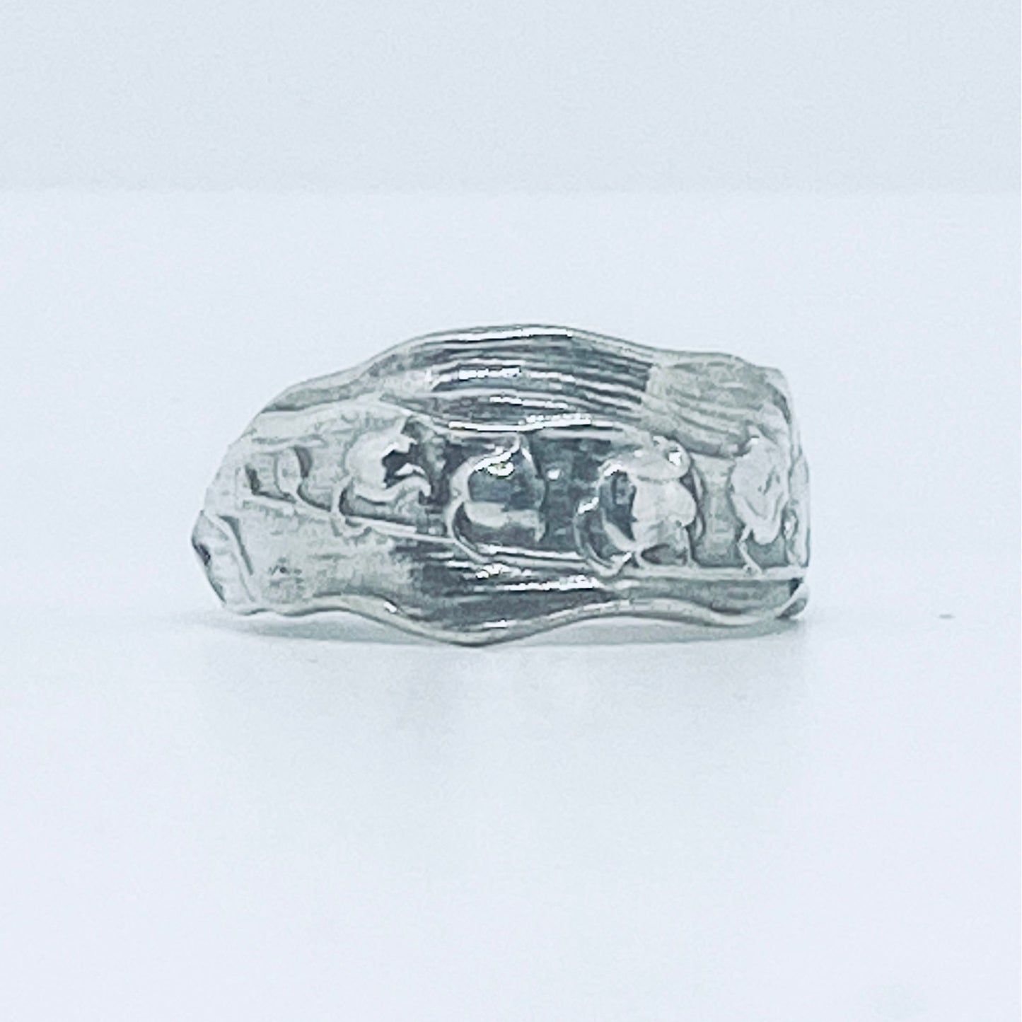 Anello Artigianale MUGHETTO Mod. CLASSICO/SPIRALE Realizzato con Antica posata in Argento (Prima Metà del ’900)