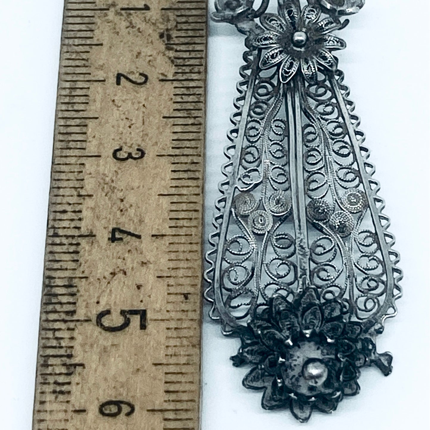 Pendente Artigianale FILIGRANA Mod. MANICO Realizzato con Antica Posata in Argento (Prima Metà del ’900)