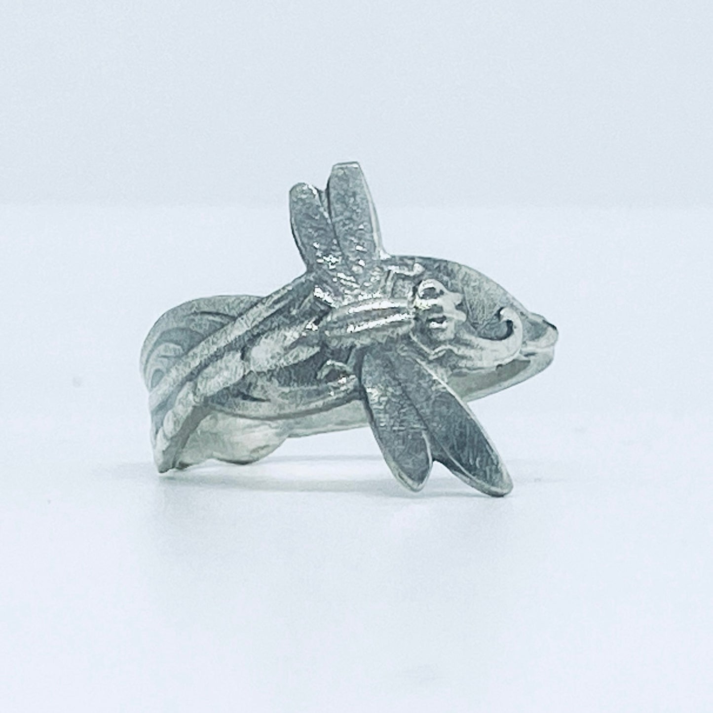 Anello Artigianale LIBELLULA Mod. CLASSICO/SPIRALE Realizzato con Antica posata in Argento (Prima Metà del ’900)