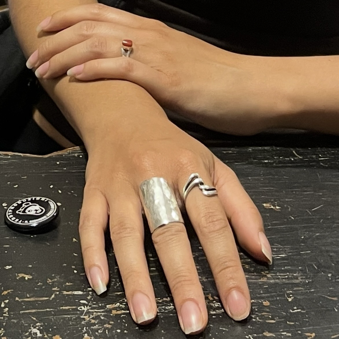 Anello Artigianale FASCIONA MARTELLATA Mod. CLASSICO Realizzato con Antica posata in Argento (Prima Metà del ’900)
