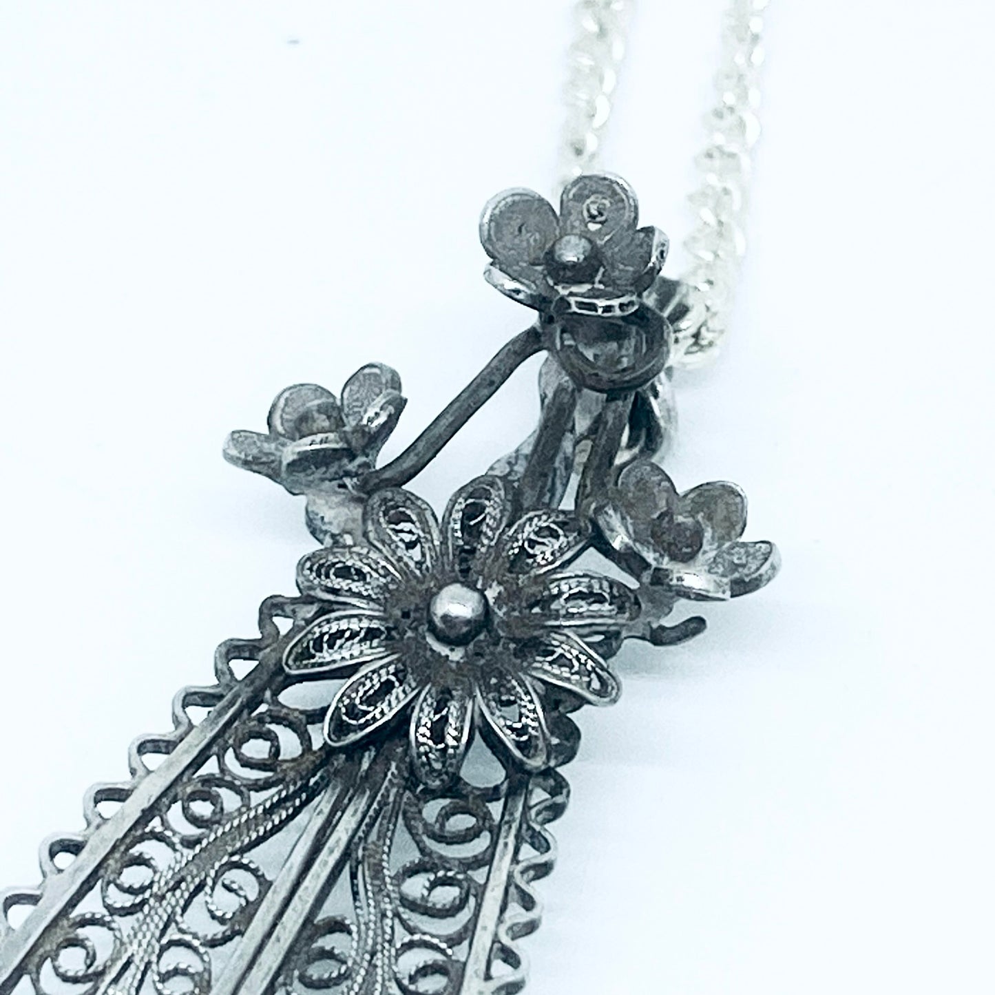 Pendente Artigianale FILIGRANA Mod. MANICO Realizzato con Antica Posata in Argento (Prima Metà del ’900)