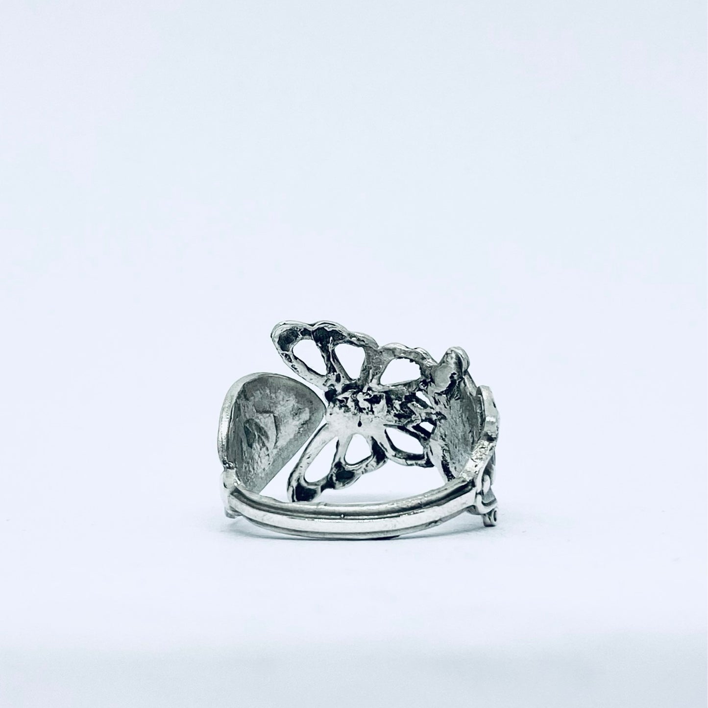 Anello Artigianale FARFALLA CUORE Mod. SPILLA Realizzato con Antica spilla in Argento (Prima Metà del ’900)