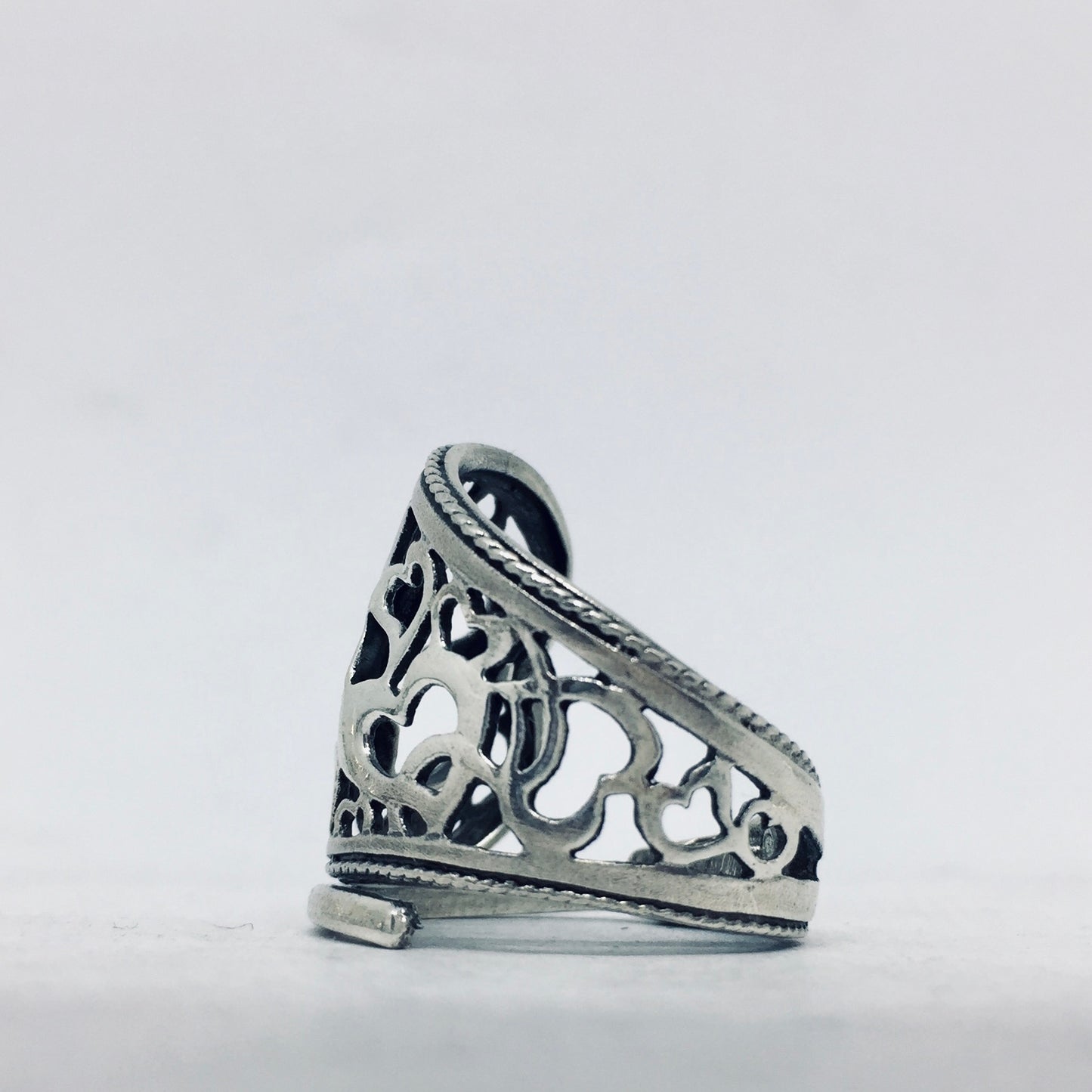 Anello Artigianale CUORI TRAFORATI Mod. CLASSICO/SPIRALE Realizzato con Antica posata in Argento (Prima Metà del ’900)