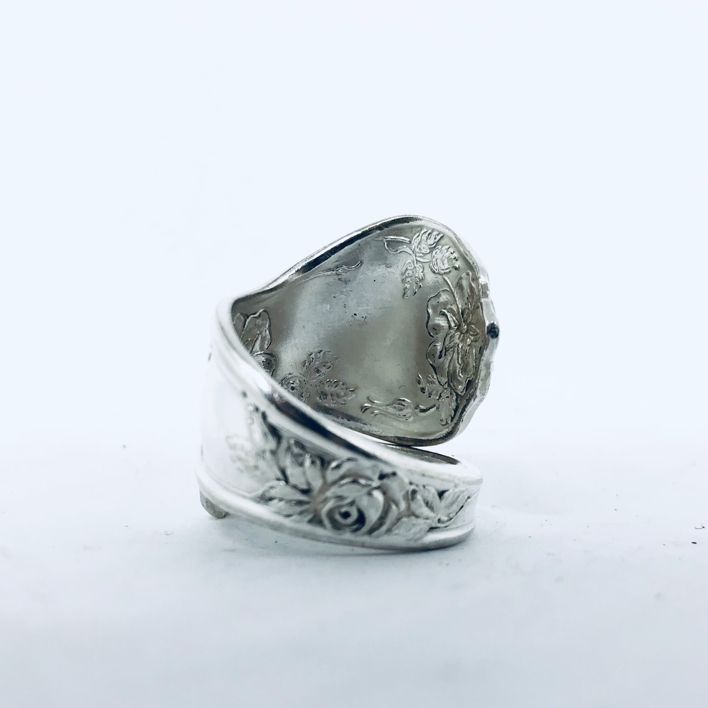 Anello Artigianale ROSA Mod. SPIRALE Realizzato con Antica posata in Argento (Prima Metà del ’900)