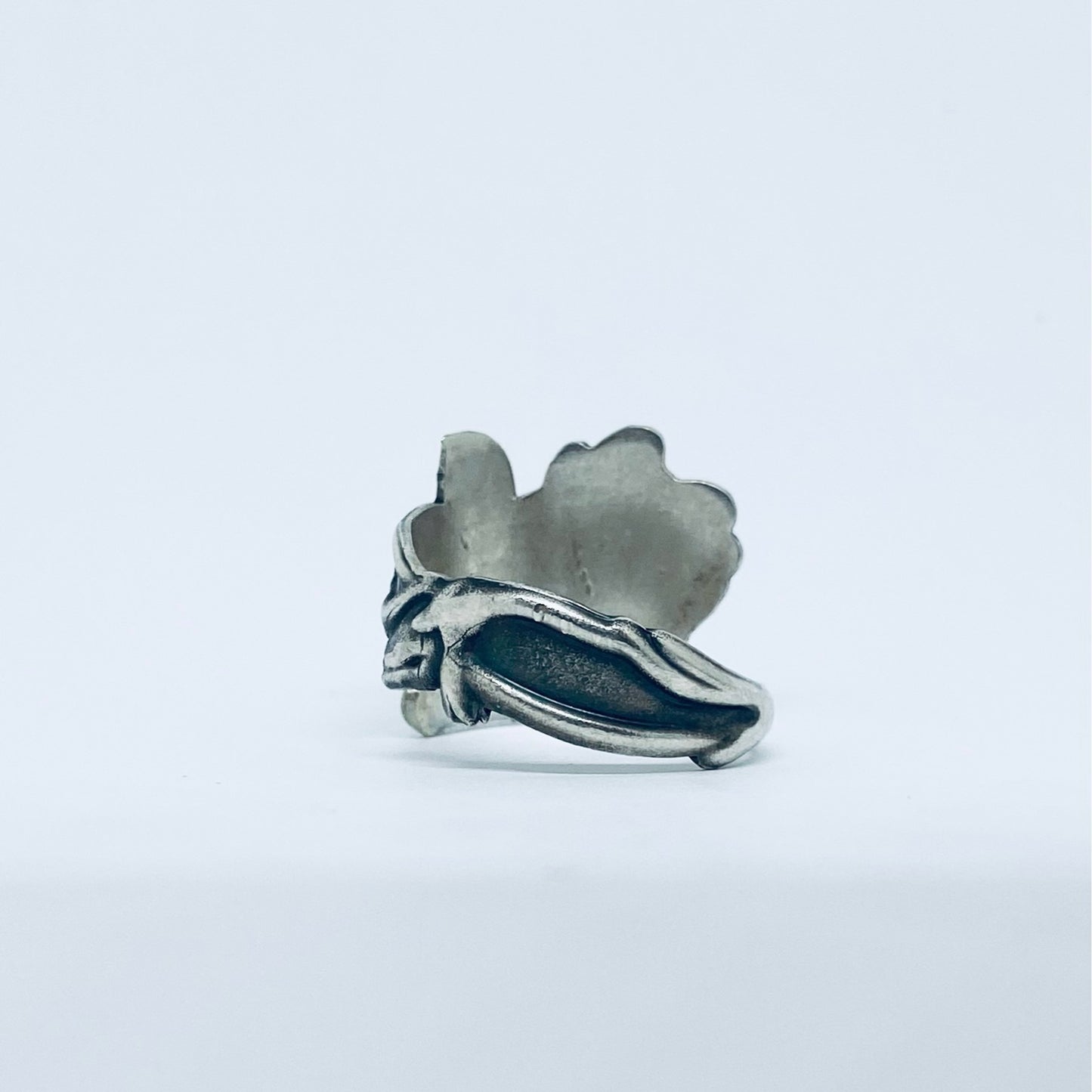 Anello Artigianale ROSA Mod. SPIRALE Realizzato con Antica posata in Argento (Prima Metà del ’900)