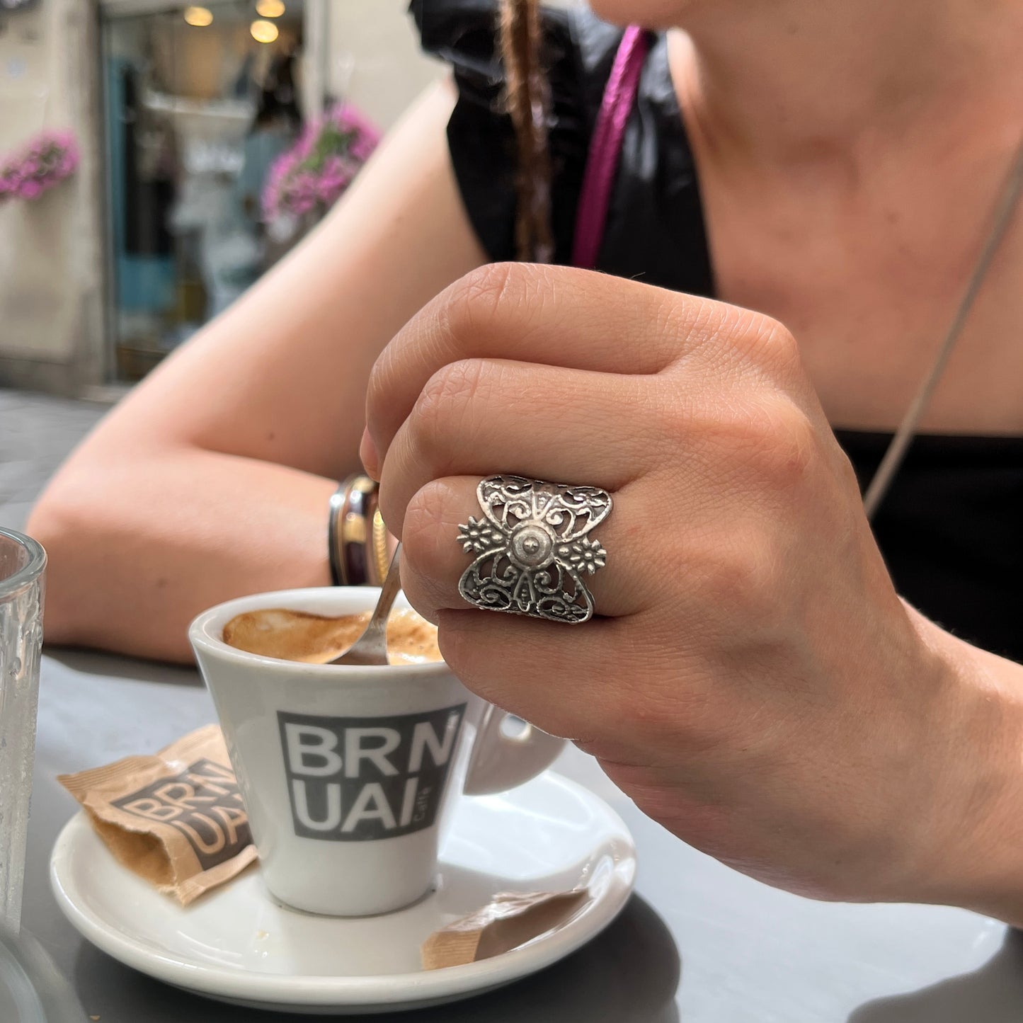 Anello Artigianale “BOCCHETTA SERRATURA FIORI” Realizzato con bocchetta serratura in Argento (Prima Metà del ’900)