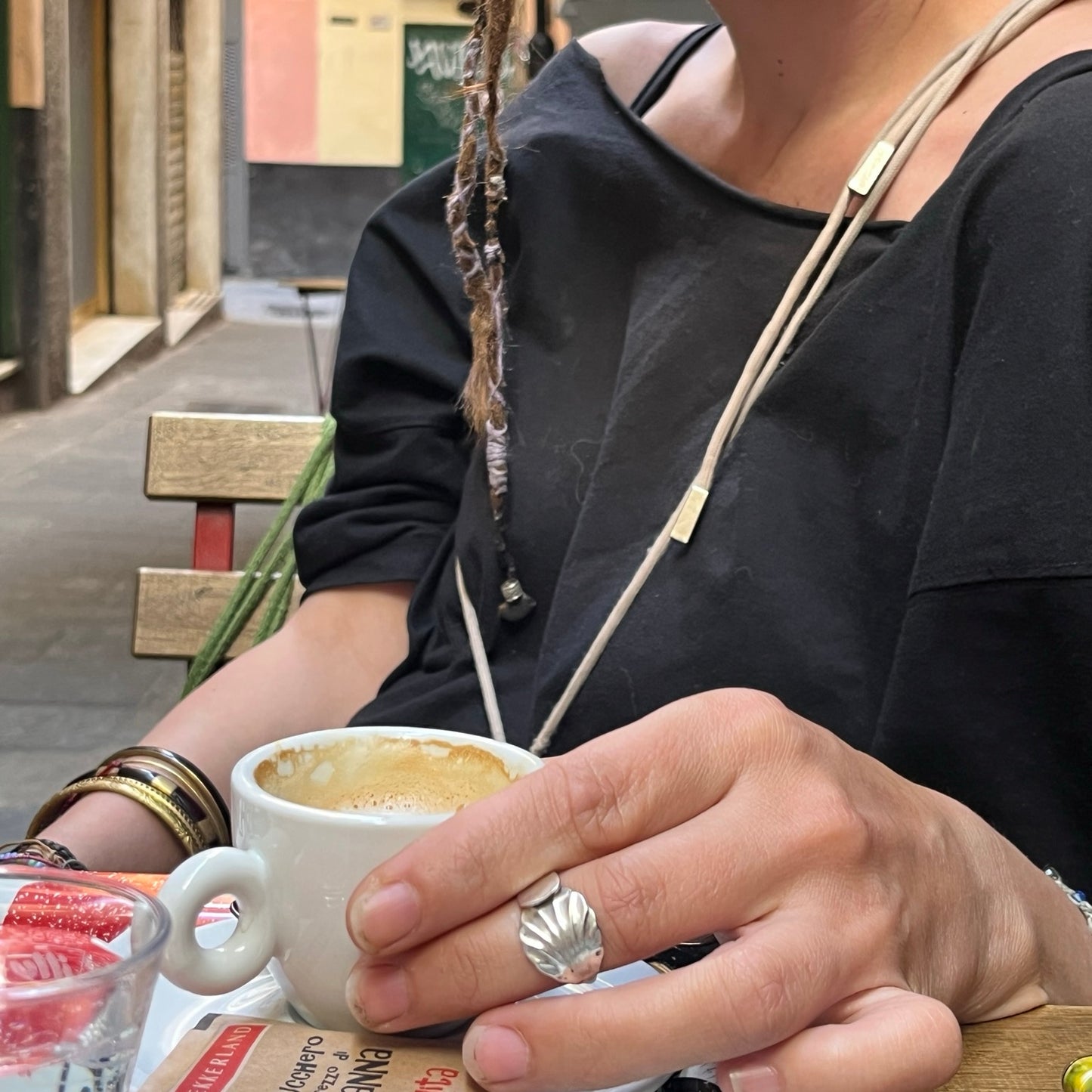 Anello Artigianale SALE STELLA CHE e CONCHIGLIA Mod. INTERO Realizzato con intero Antico Cucchiaino in Argento (Prima Metà del ’900)