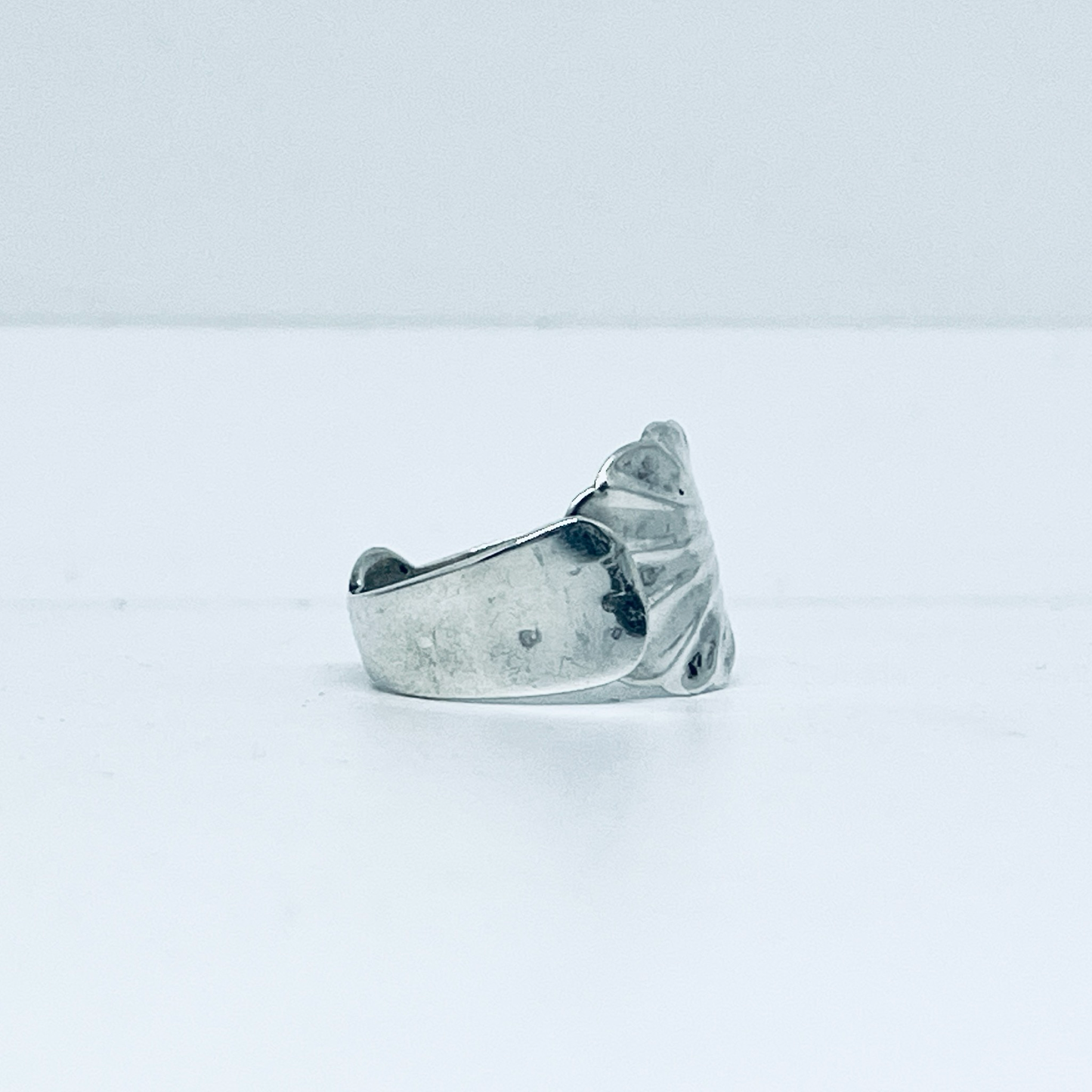 Anello Artigianale SALE STELLA CHE e CONCHIGLIA Mod. INTERO Realizzato con intero Antico Cucchiaino in Argento (Prima Metà del ’900)