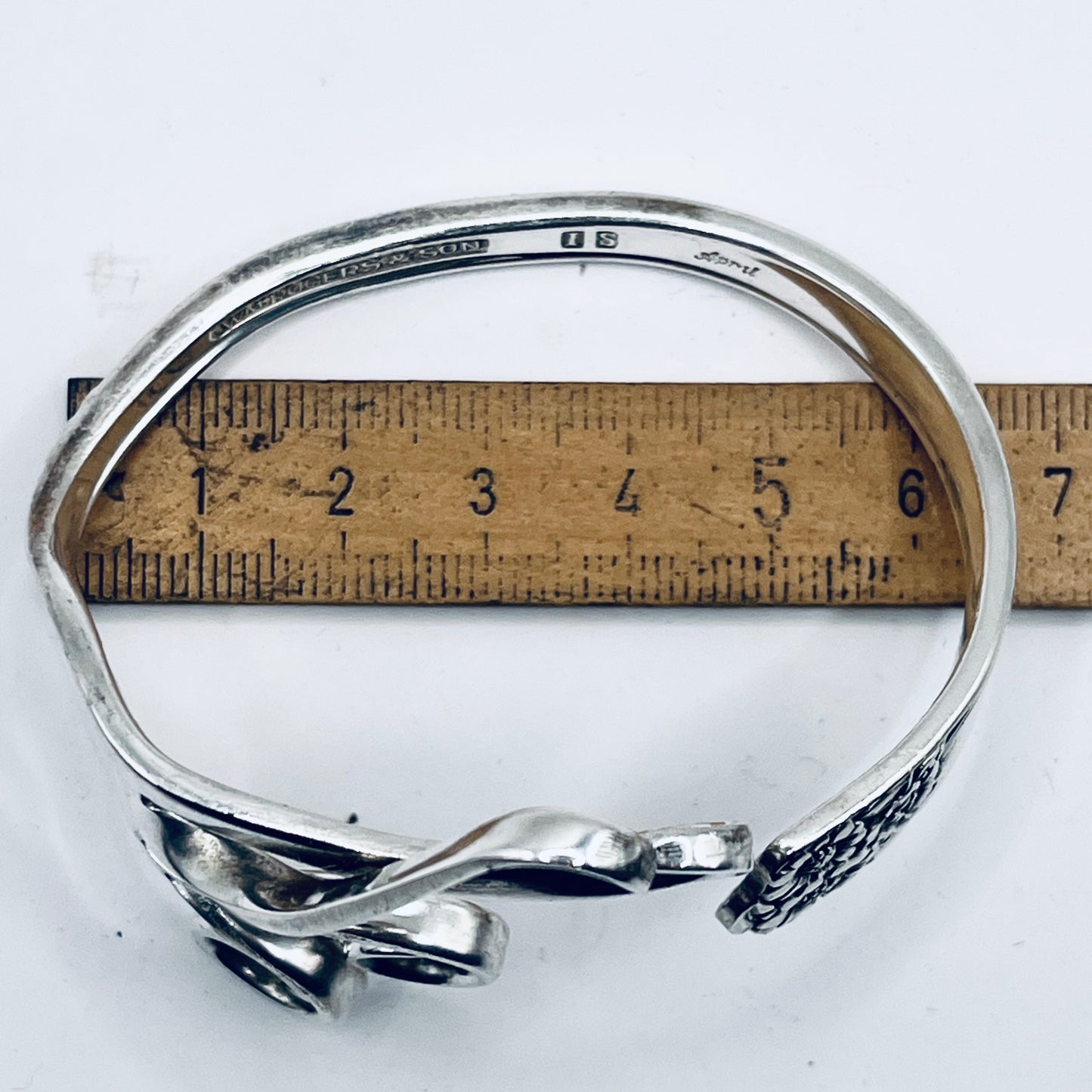 Bracciale Artigianale GIRASOLI Mod. FORCHETTA CUORE/CLASSICO Realizzato con Antica posata in lega d’argento (Prima Metà del ’900)