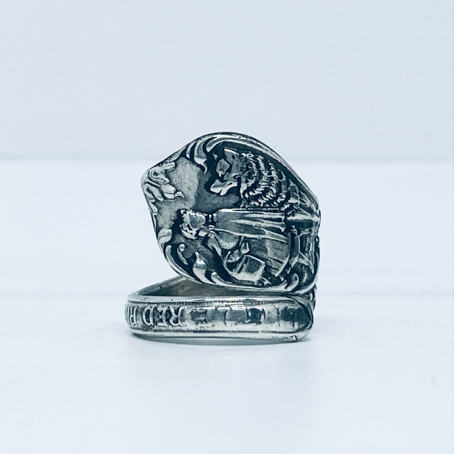 Anello Artigianale CAPPUCCETTO ROSSO Mod. SPIRALE Realizzato con Antica posata in Argento (Prima Metà del ’900)