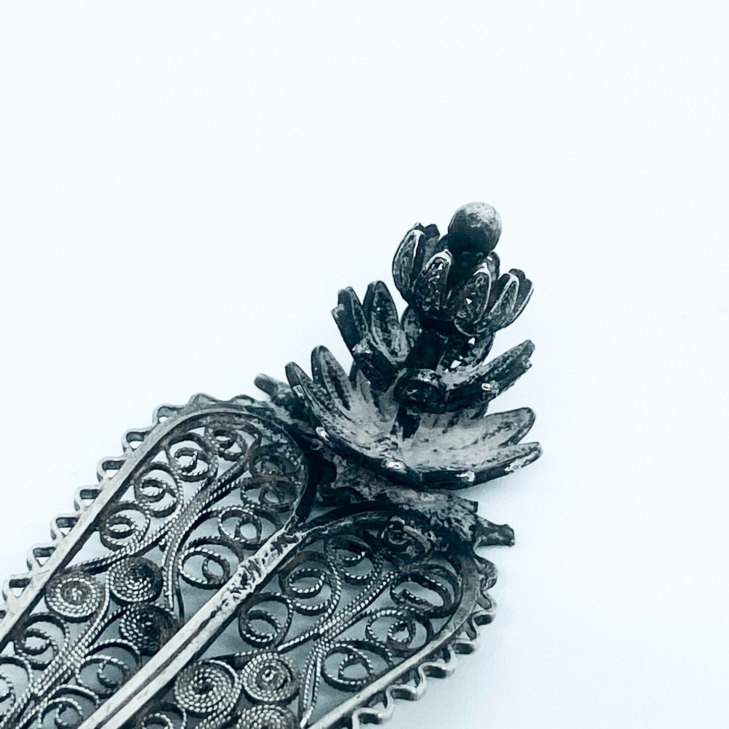 Pendente Artigianale FILIGRANA Mod. MANICO Realizzato con Antica Posata in Argento (Prima Metà del ’900)