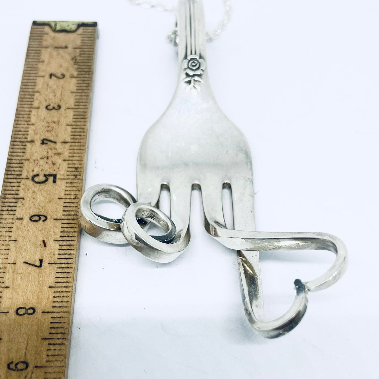 Pendente Artigianale Mod. FORCHETTA INNAMORATA Realizzato con Antica Posata in Argento (Prima Metà del ’900)