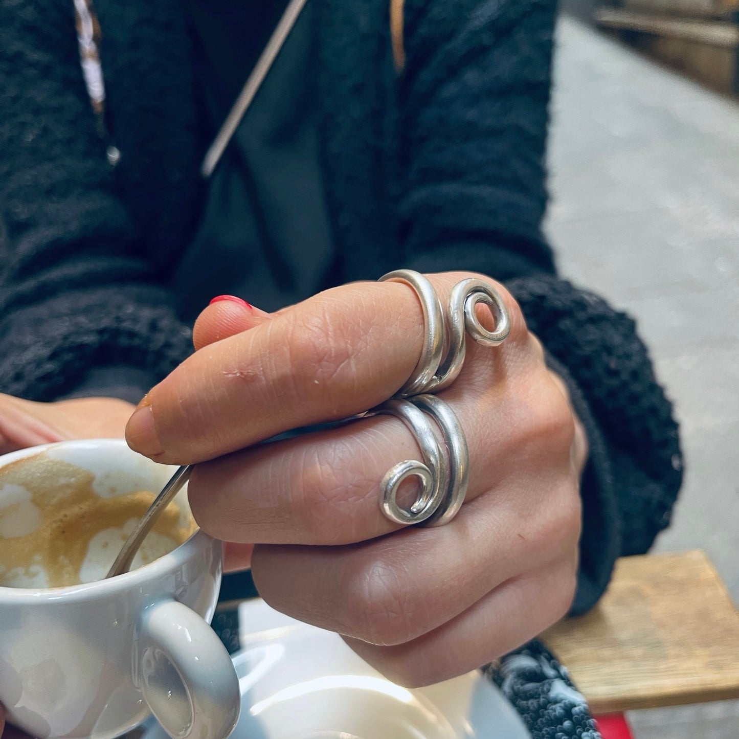 Anello Artigianale Combinabile Mod. FORCHETTINA CAPRICCIO Realizzato con parte di antica forchettina in Argento (Prima Metà del ’900) (Copia)