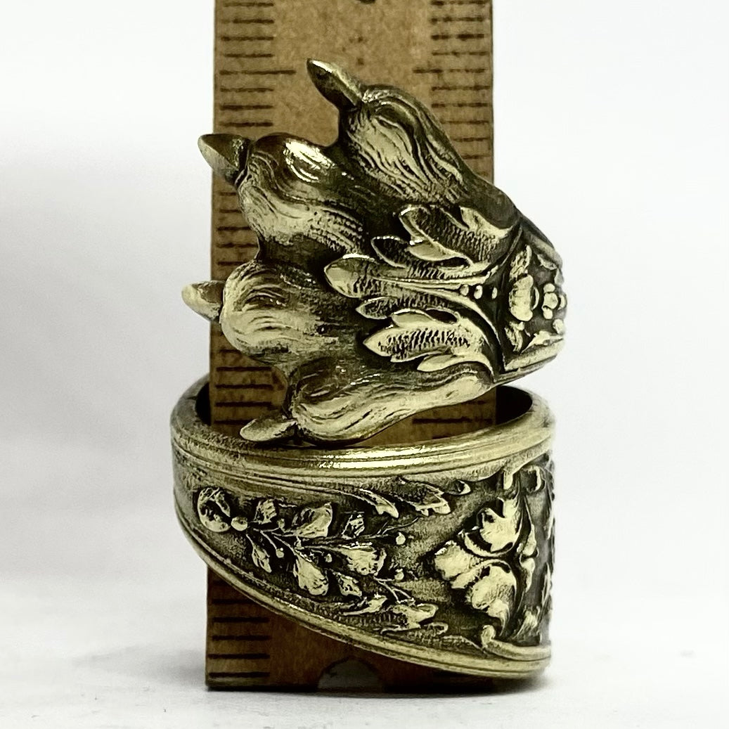 Anello Artigianale ZAMPA04 Mod. PINZETTA Realizzato con Antica posata in OTTONE (Prima Metà del ’900)