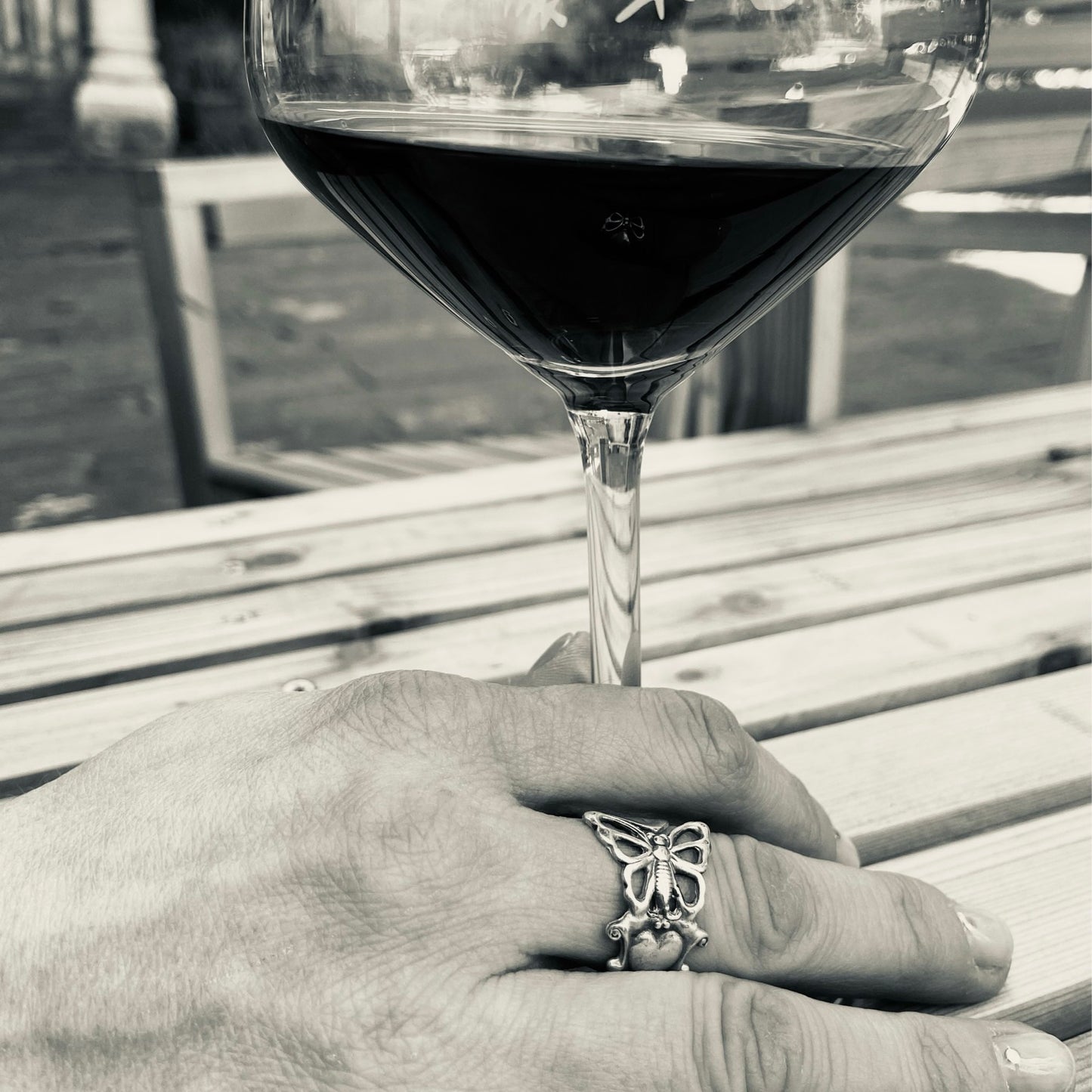 Anello Artigianale FARFALLA CUORE Mod. SPILLA Realizzato con Antica spilla in Argento (Prima Metà del ’900)