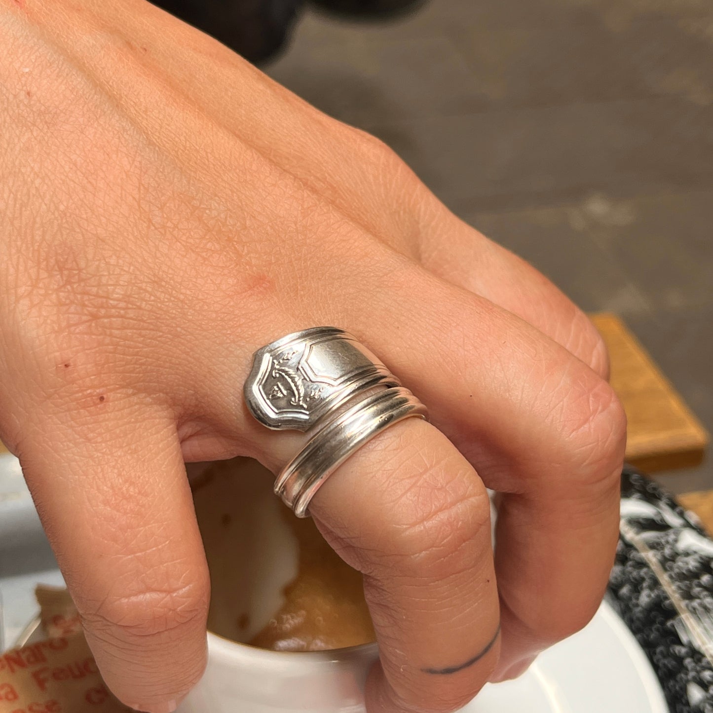 Anello Artigianale Mod. SPIRALE Realizzato con Antica posata in Argento (Prima Metà del ’900)