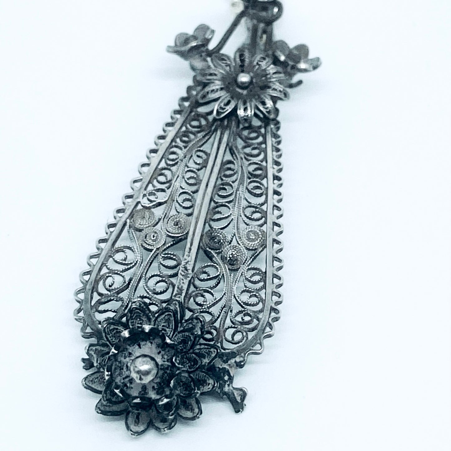 Pendente Artigianale FILIGRANA Mod. MANICO Realizzato con Antica Posata in Argento (Prima Metà del ’900)