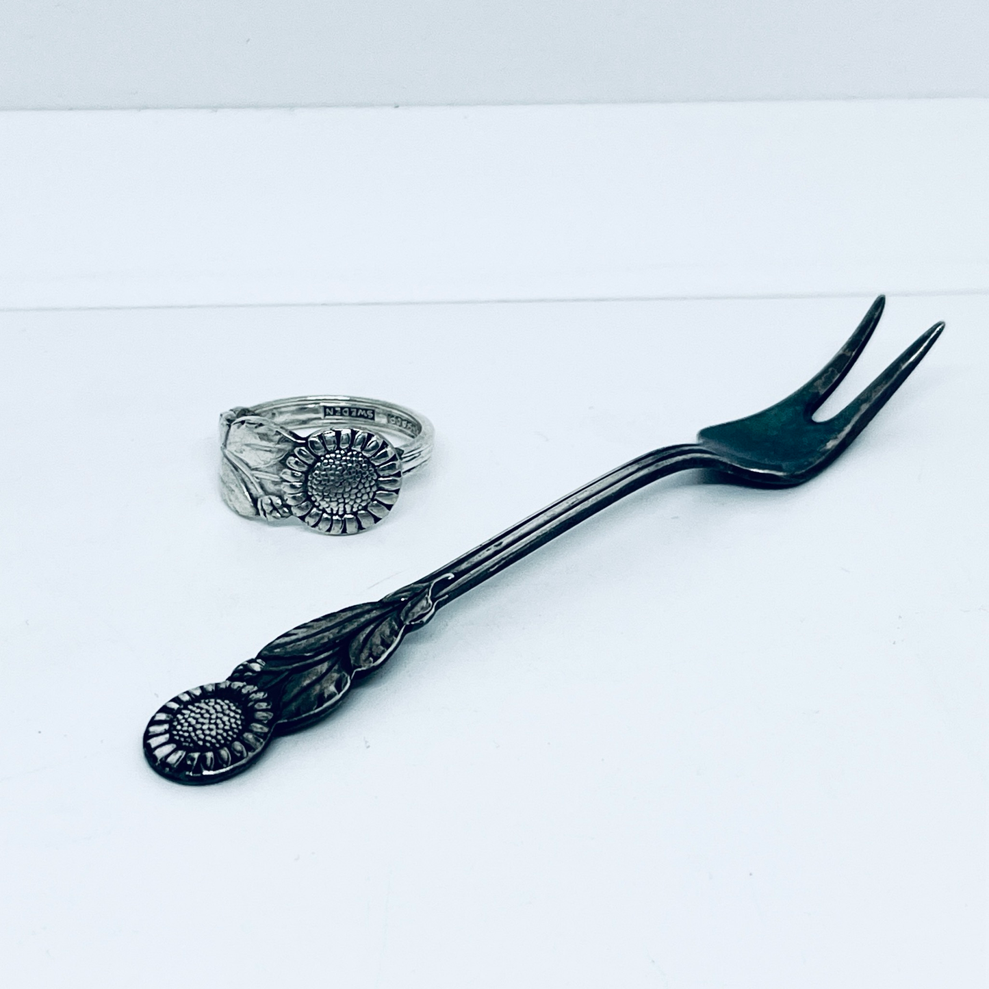 Anello Artigianale GIRASOLE Mod. CLASSICO Realizzato con Antica posata in Argento (Prima Metà del ’900)
